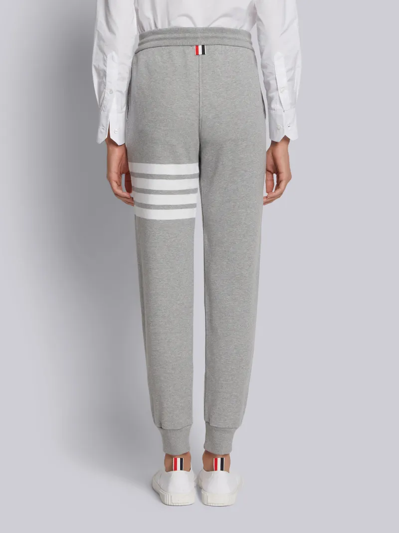 Light Grey Cotton Loopback Knit Engineered 4-bar Stripe Classic Sweatpant