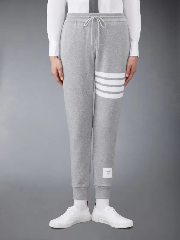 Light Grey Cotton Loopback Knit Engineered 4-bar Stripe Classic Sweatpant