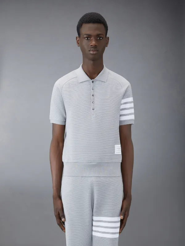 Light Grey Cotton Ottoman Rib 4-Bar Polo