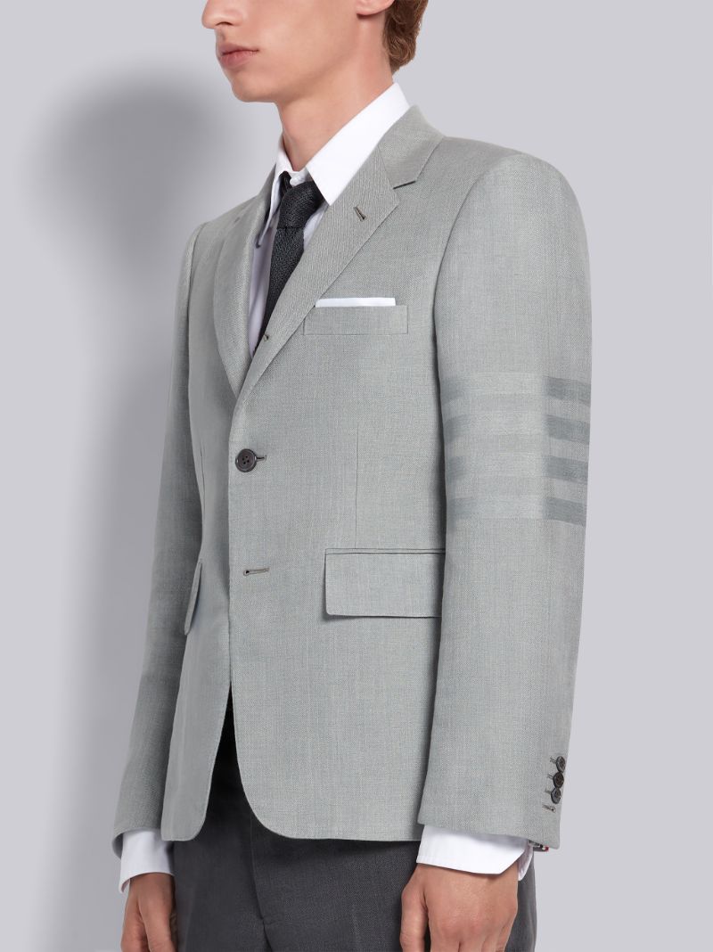 Light Grey Crisp Linen Tonal 4-Bar Classic Jacket