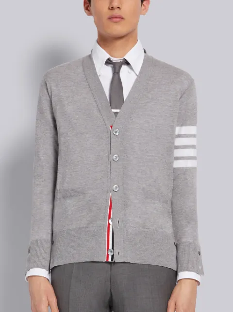Pink Merino V-Neck 4-Bar Cardigan | Thom Browne