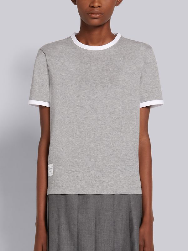 Light Grey Jersey Short Sleeve Ringer Tee