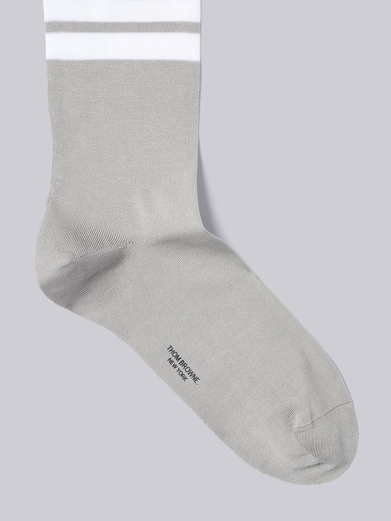 Light Grey Lightweight Cotton Mid-calf 4-Bar Socks