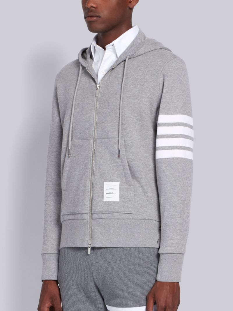 Light Grey Loopback Dolphin Embroidered Zip-Up Hoodie