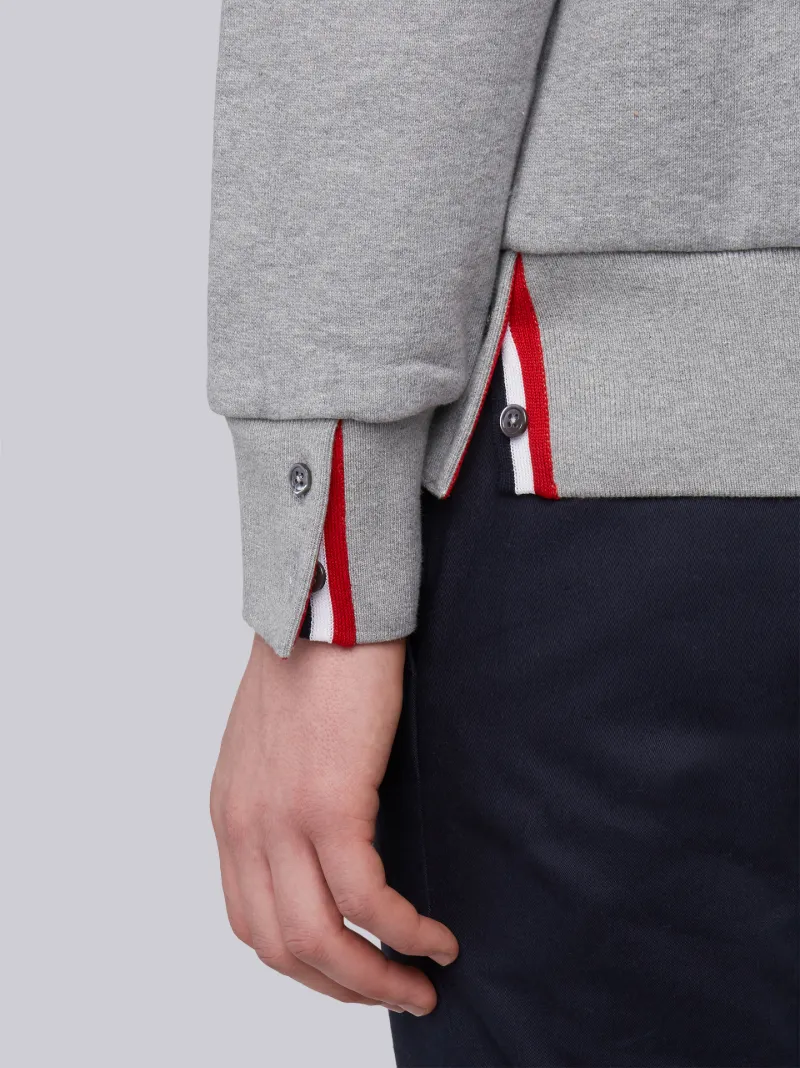 Light Grey Loopback Jersey Knit Center Back Stripe Pullover Hoodie