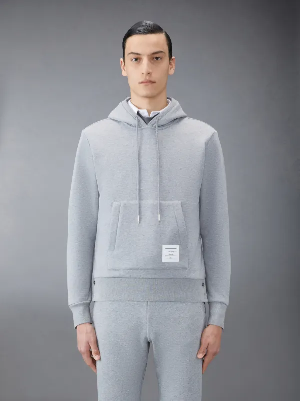 Light Grey Loopback Jersey Knit Center Back Stripe Pullover Hoodie