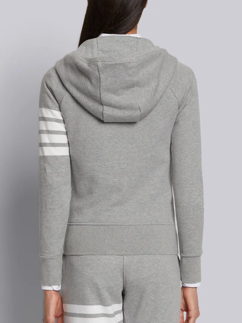 Light Grey Loopback Jersey Knit Engineered 4-bar Stripe Zip up Hoodie