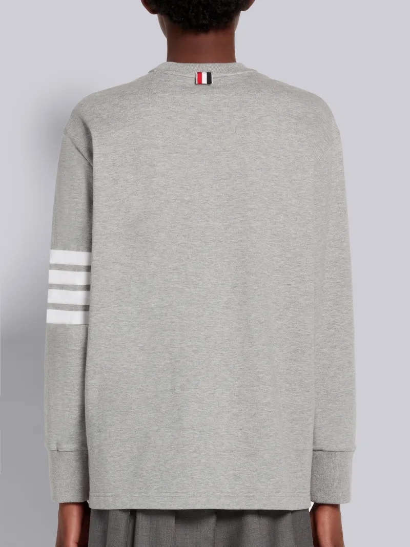 Light Grey Medium Weight Jersey Engineered 4-Bar Oversized Long-sleeved Tee