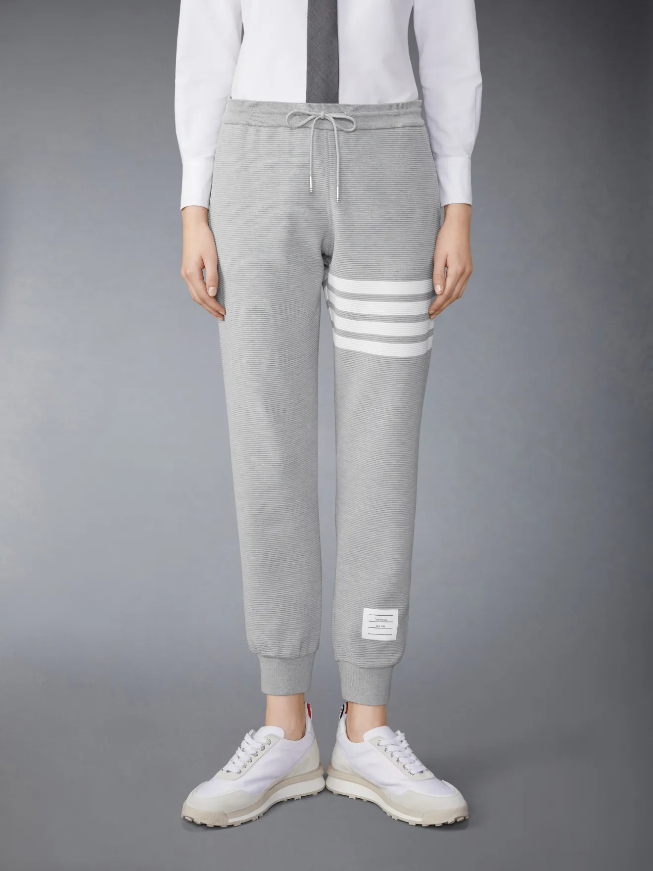 Light Grey Ottoman Rib 4-Bar Sweatpant | Thom Browne