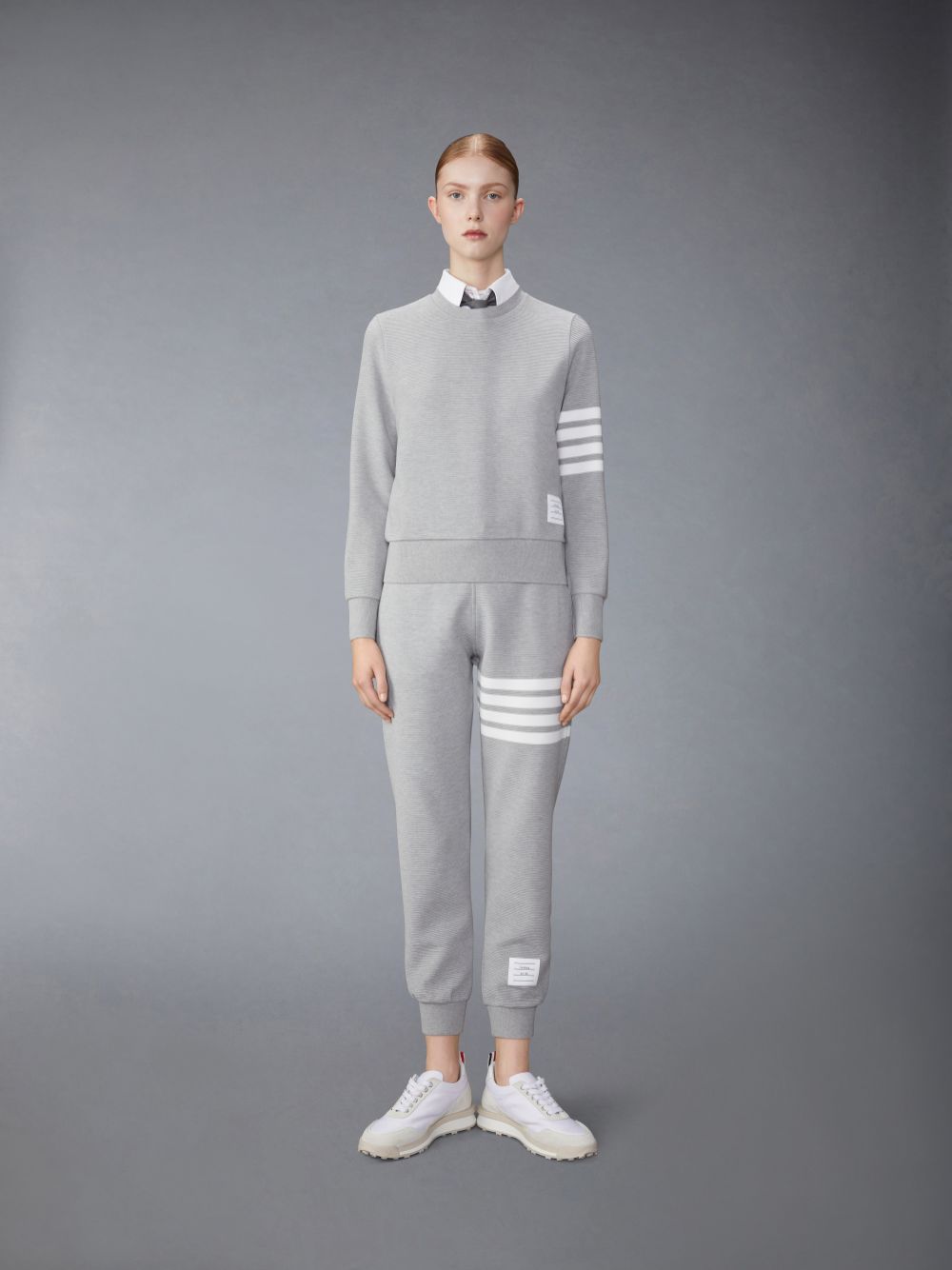 Light Grey Ottoman Rib 4-Bar Sweatpant | Thom Browne