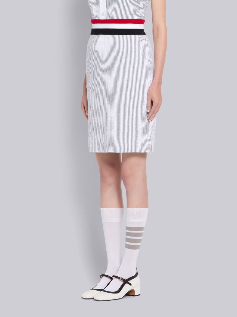 Light Grey Seersucker Knit RWB Waistband Skirt