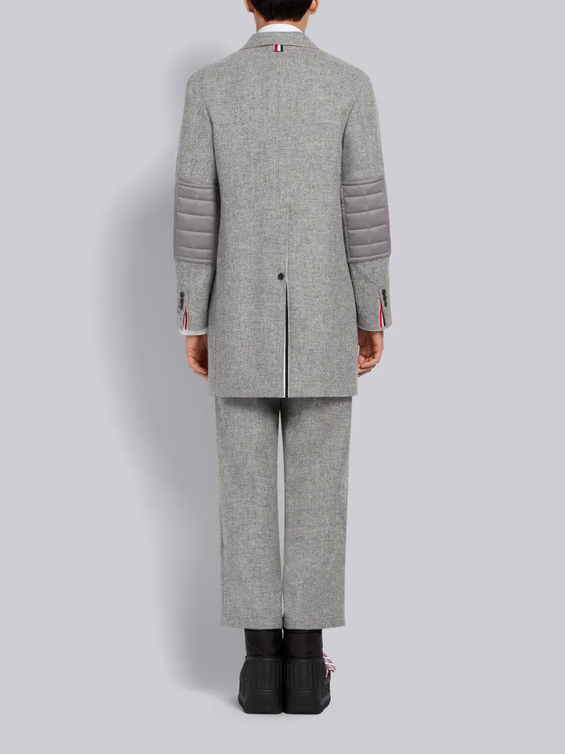 Light Grey Shetland Wool Unconstructed Elbow Patch Sack Overcoat