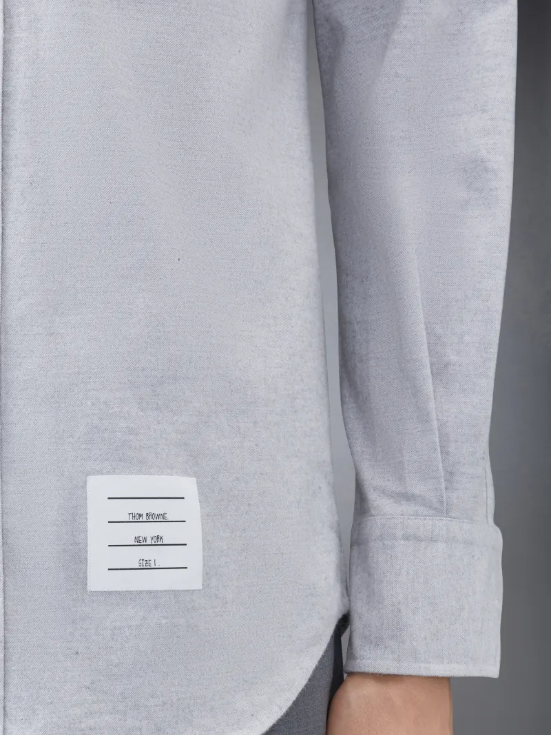Light Grey Solid Flannel Shirting 4-bar Nametag Straight Fit Shirt Light Grey Solid Flannel Shirting 4-bar Nametag Straight Fit Shirt