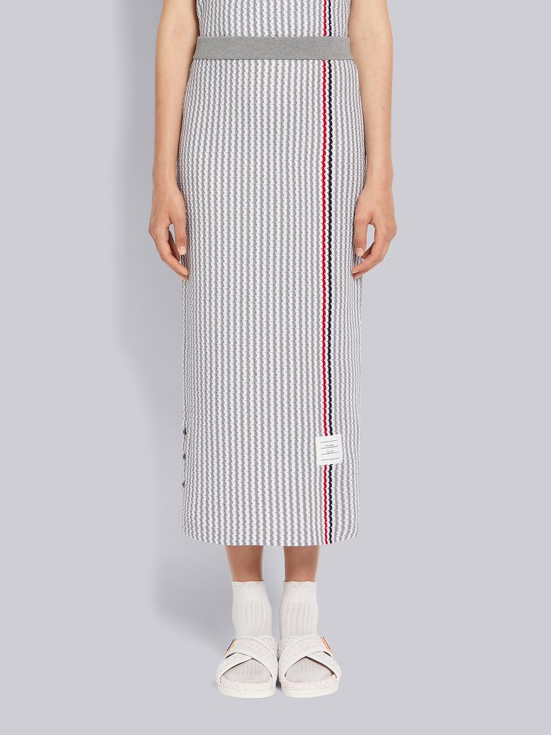 Light Grey University Stripe Cotton Tweed Engineered Stripe Side Vent 