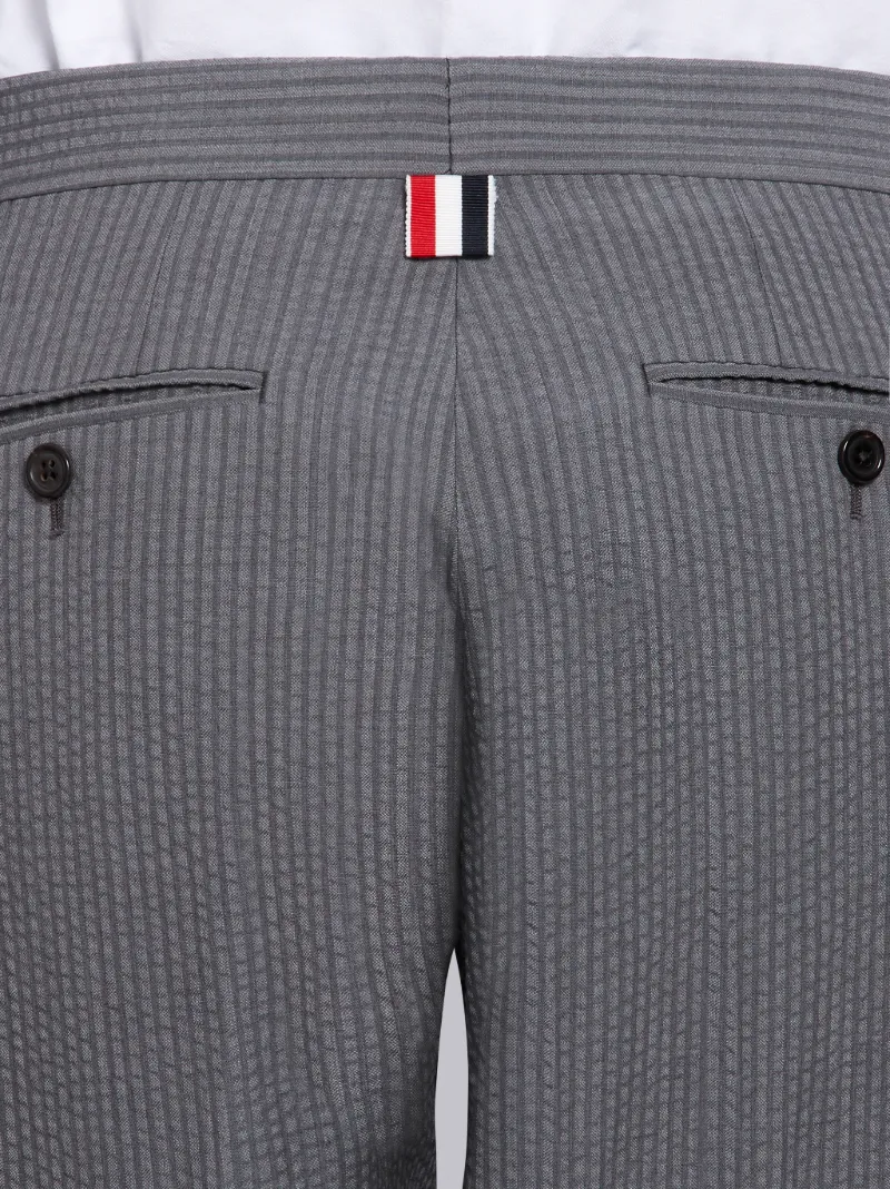 Light Grey Wool Seersucker Low-Rise Trouser