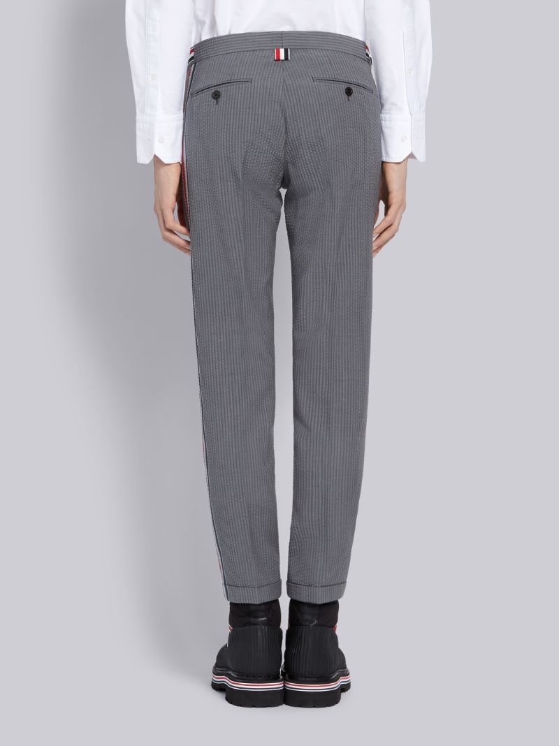 Light Grey Wool Seersucker Low-Rise Trouser