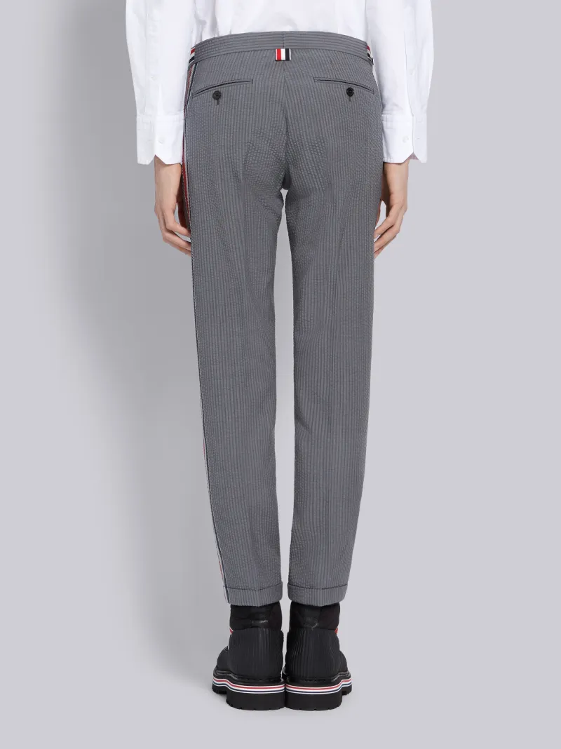 Light Grey Wool Seersucker Low-Rise Trouser