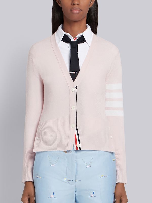 Light Pink Cashmere 4-Bar V-Neck Cardigan