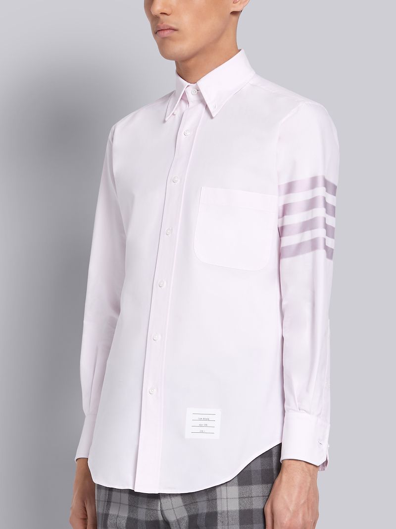 Light Pink Cotton Oxford Long Sleeve Satin Weave 4-Bar Shirt