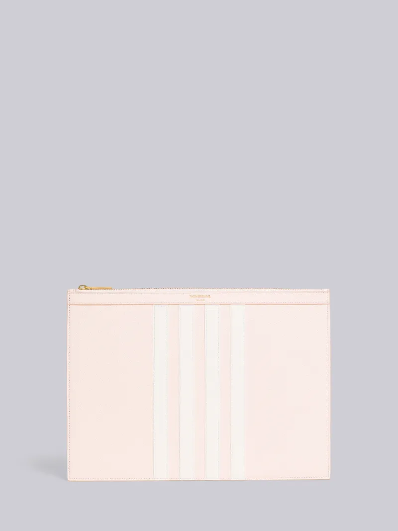 Light Pink Pebble Grain Leather 4-Bar Applique Medium Document Holder