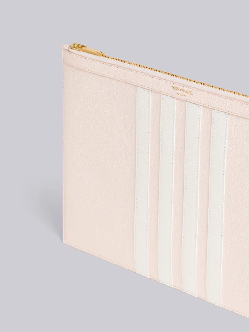 Light Pink Pebble Grain Leather 4-Bar Applique Medium Document