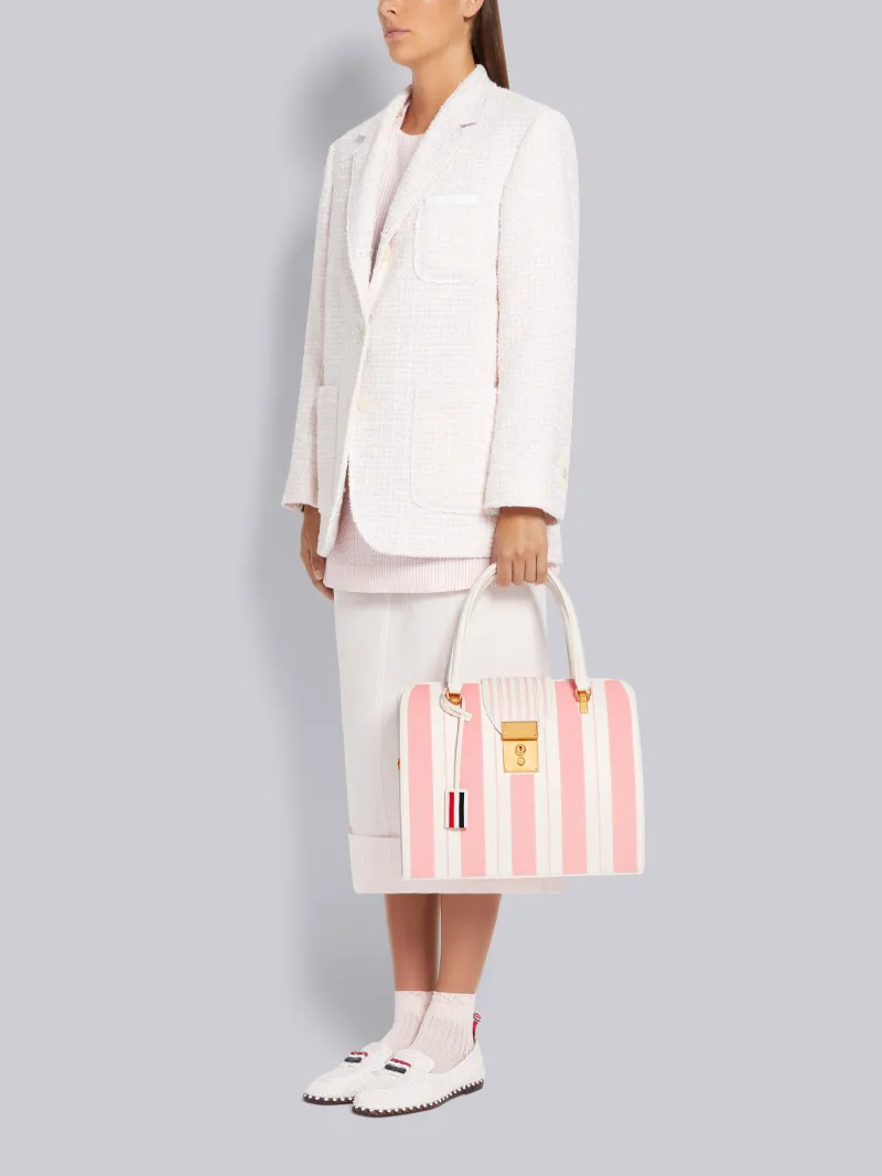 Light Pink Pebble Grain Leather Sequin Stripe Embroidery Mrs. Thom Bag