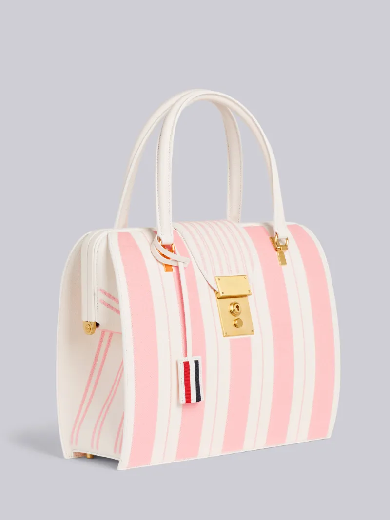 Light Pink Pebble Grain Leather Sequin Stripe Embroidery Mrs. Thom Bag