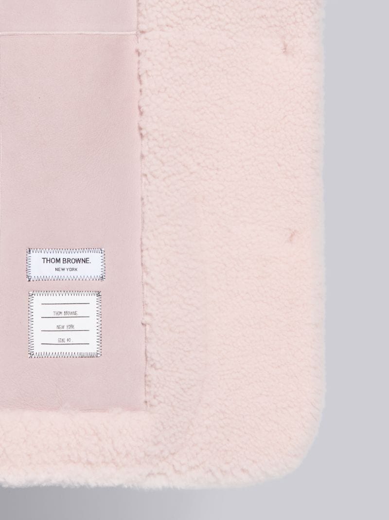 Light Pink Shearling Dropped Shoulder Oversized Sack 4-Bar Jacket
