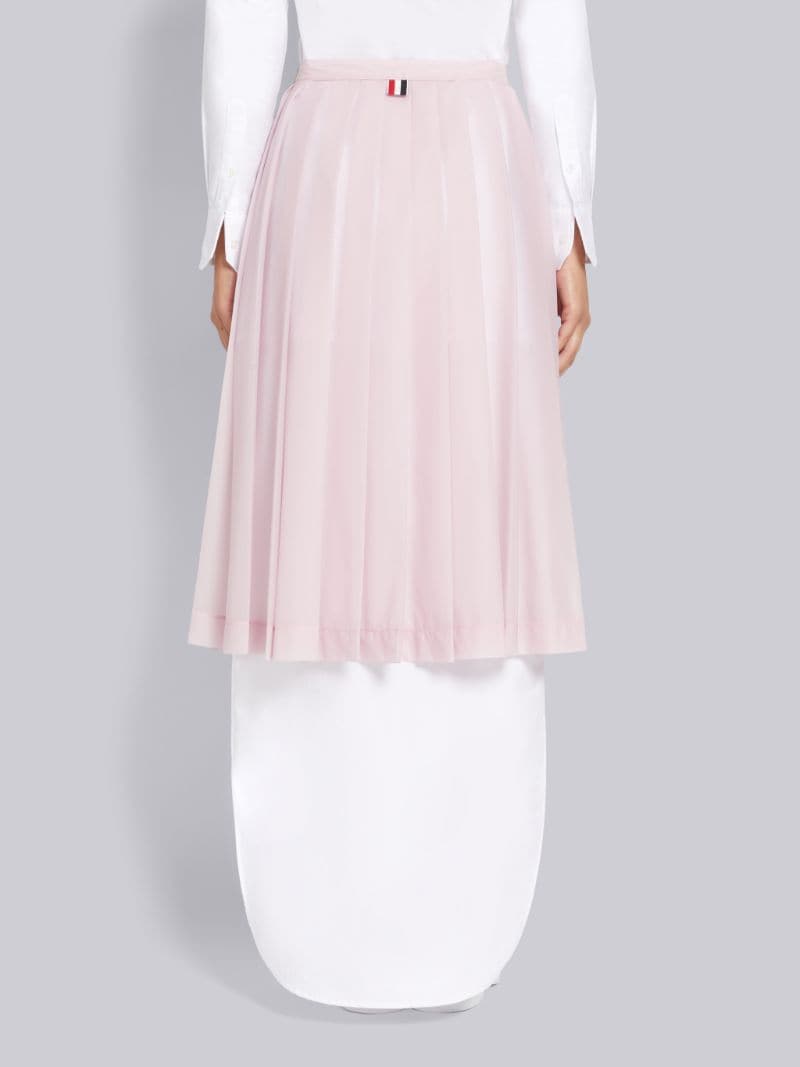 Light Pink Sheer Nylon Ripstop Below The Knee Pleated Wrap Skirt