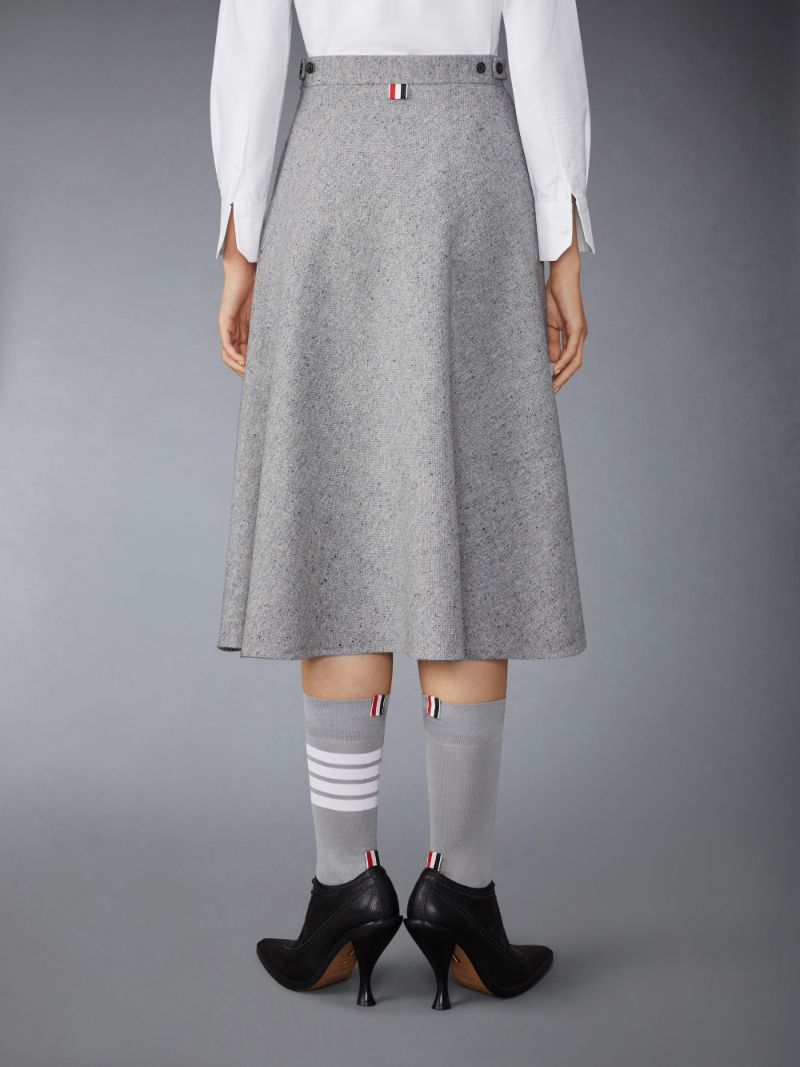 Light Weight Irish Donegal Tweed Midi A line Side Tab Skirt Thom Browne