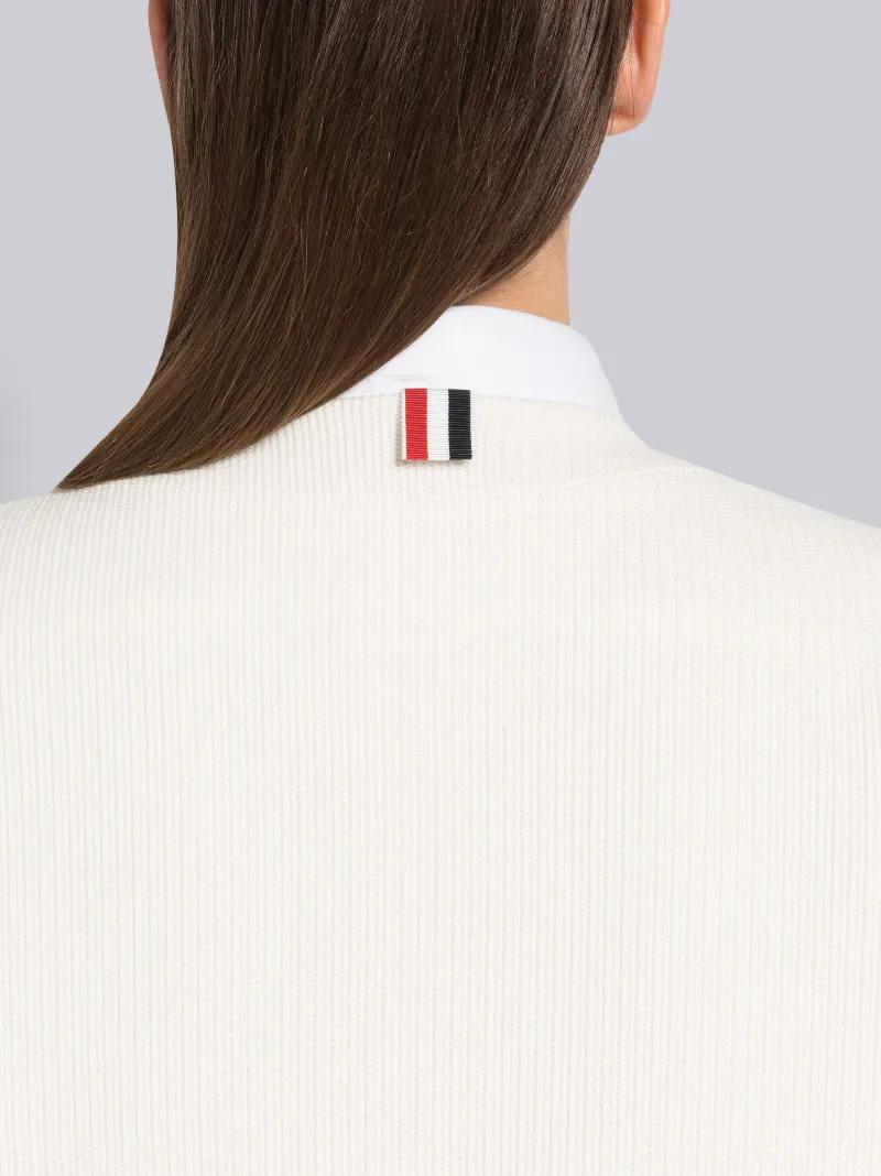 Lightweight Textured Cotton Cricket Stripe V-neck Cardigan