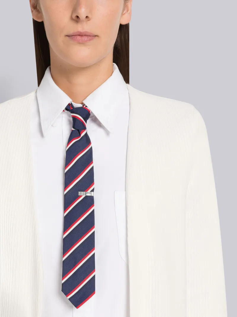 Lightweight Textured Cotton Cricket Stripe V-neck Cardigan