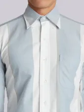 Long Sleeve Button Down In Blue Wide Repp Stripe Oxford