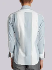 Long Sleeve Button Down In Blue Wide Repp Stripe Oxford