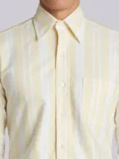 Long Sleeve Button Down In Yellow Thom Browne Tartan Stripe Oxford
