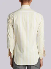 Long Sleeve Button Down In Yellow Thom Browne Tartan Stripe Oxford