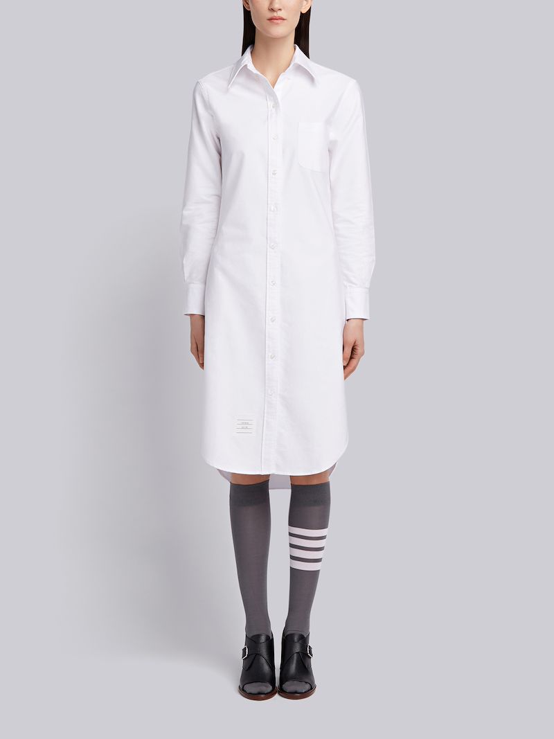 Long Sleeve Button Down Knee Length Shirtdress In Oxford Thom Browne