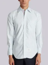 Long Sleeve Button Down With Engineered Red, White And Blue Placket In Blue University Stripe Oxford