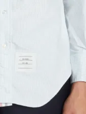 Long Sleeve Button Down With Engineered Red, White And Blue Placket In Blue University Stripe Oxford