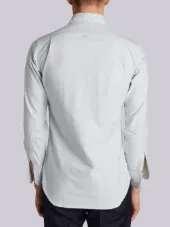 Long Sleeve Button Down With Engineered Red, White And Blue Placket In Medium Grey Oxford