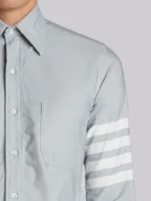 Long Sleeve Button Down With Woven 4-Bar In Medium Grey Oxford