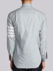 Long Sleeve Button Down With Woven 4-Bar In Medium Grey Oxford