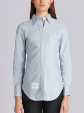 Long Sleeve Shirt Grosgrain Placket In Blue Oxford