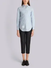 Long Sleeve Shirt Grosgrain Placket In Blue Oxford
