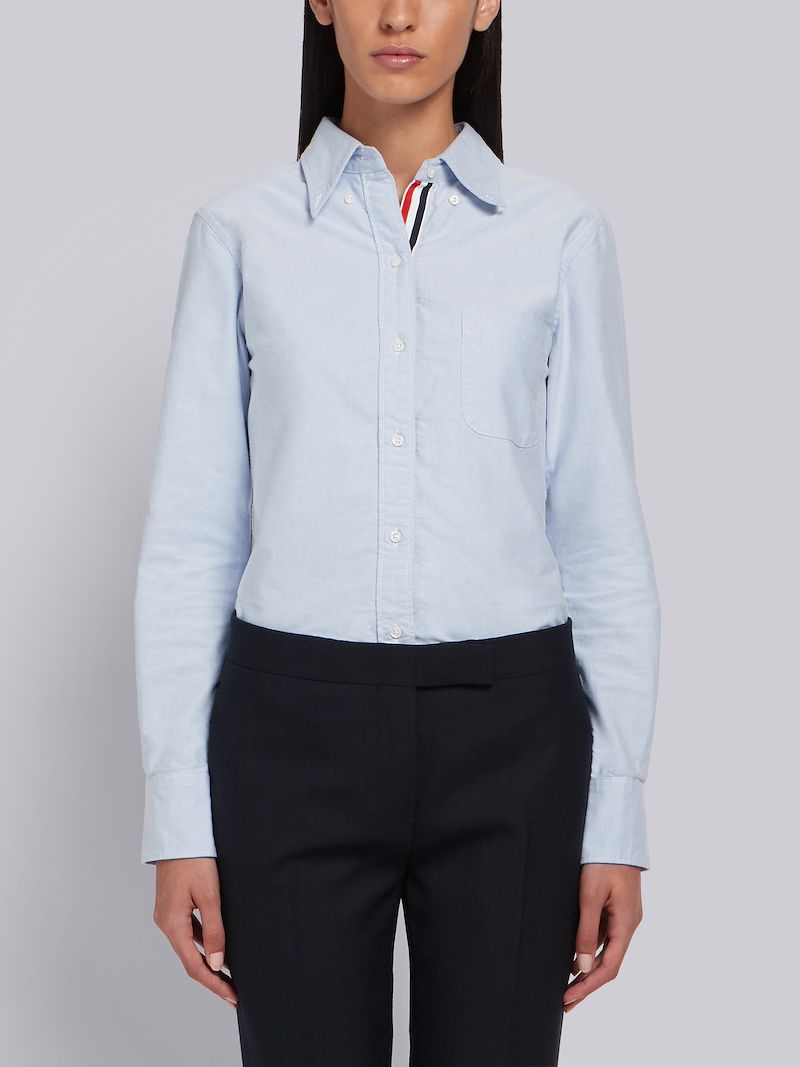 Long Sleeve Shirt Grosgrain Placket In Blue Oxford Thom Browne