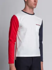 Long Sleeve T-Shirt In Colorblocked Cotton Jersey