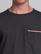 Long Sleeve T-Shirt With Chest Pocket In Charcoal Jersey