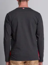 Long Sleeve T-Shirt With Chest Pocket In Charcoal Jersey