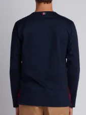 Long Sleeve T-Shirt With Chest Pocket In Navy Jersey