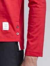 Long Sleeve T-Shirt With Chest Pocket In Red Cotton Jersey